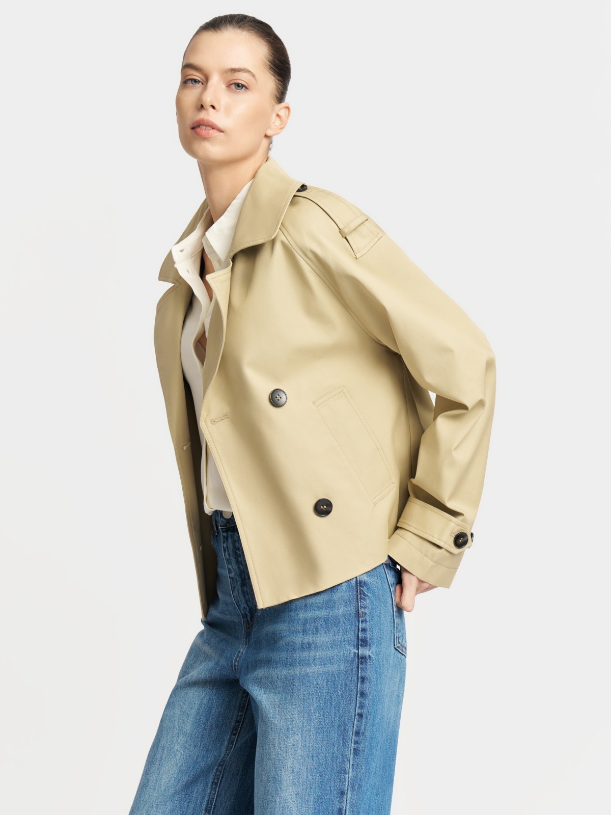 Двубортная куртка-тренч из хлопка