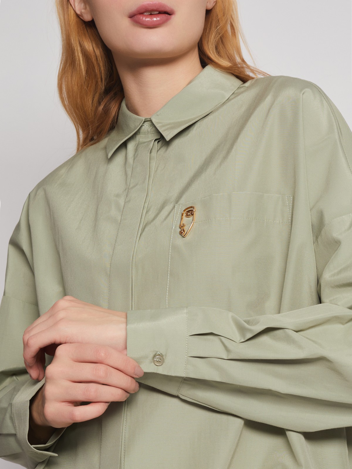 Рубашка с длинным рукавом zolla 02312117Y222, цвет светло-зеленый, размер XS - фото 5