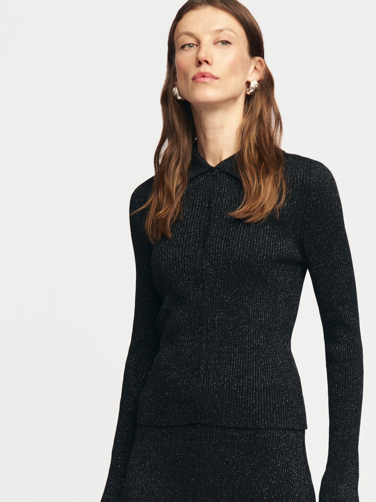 Трикотажный кардиган с люрексом