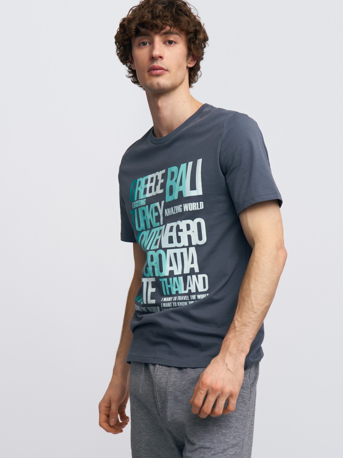 Футболка из хлопка с принтом-надписью