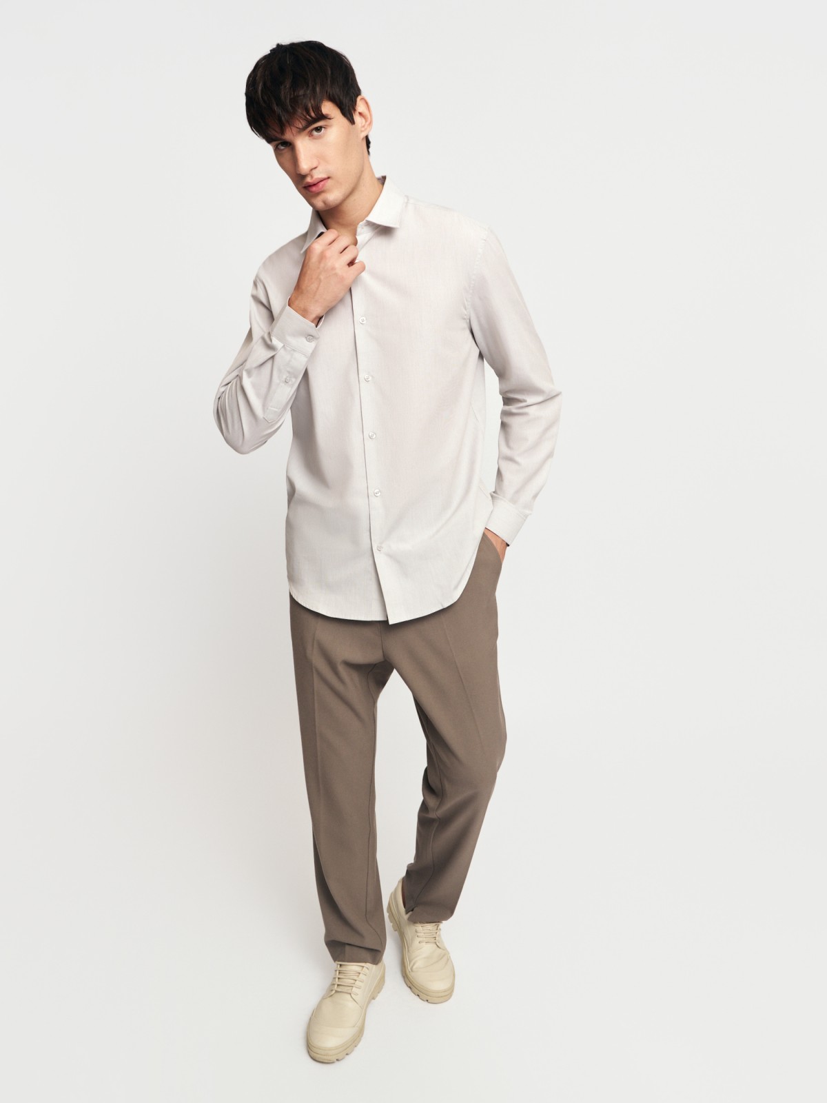 Офисная прямая рубашка с узором в полоску