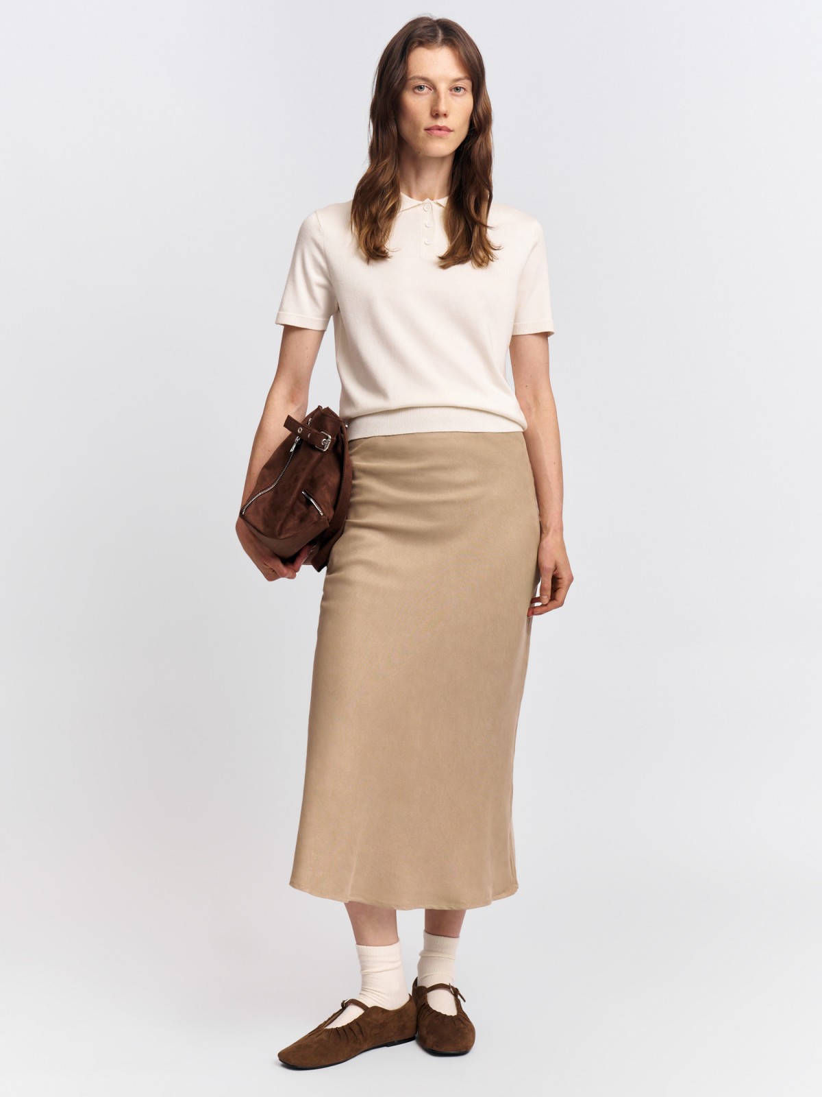 Замшевая юбка миди