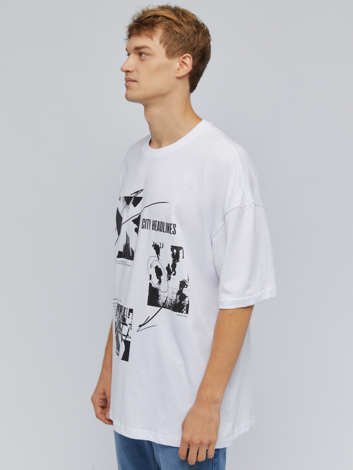 Футболка оверсайз из хлопка с принтом