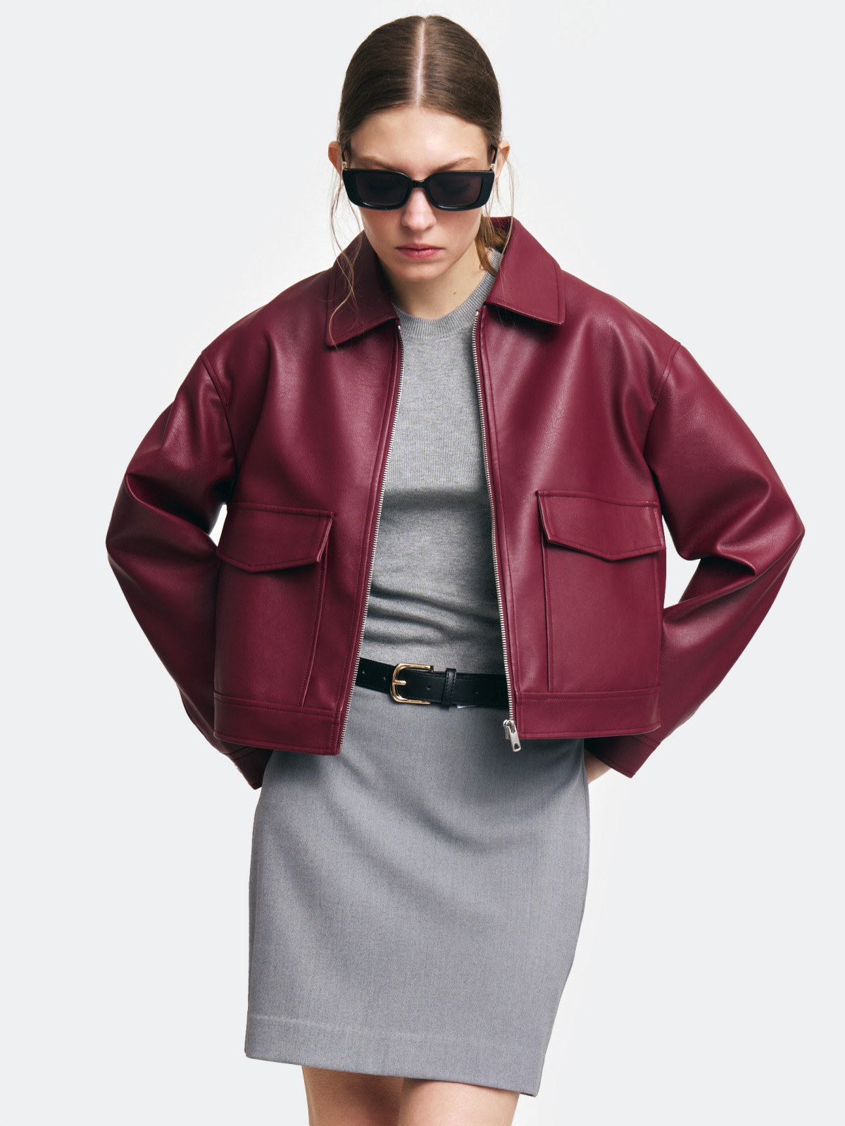 Прямая трикотажная юбка мини