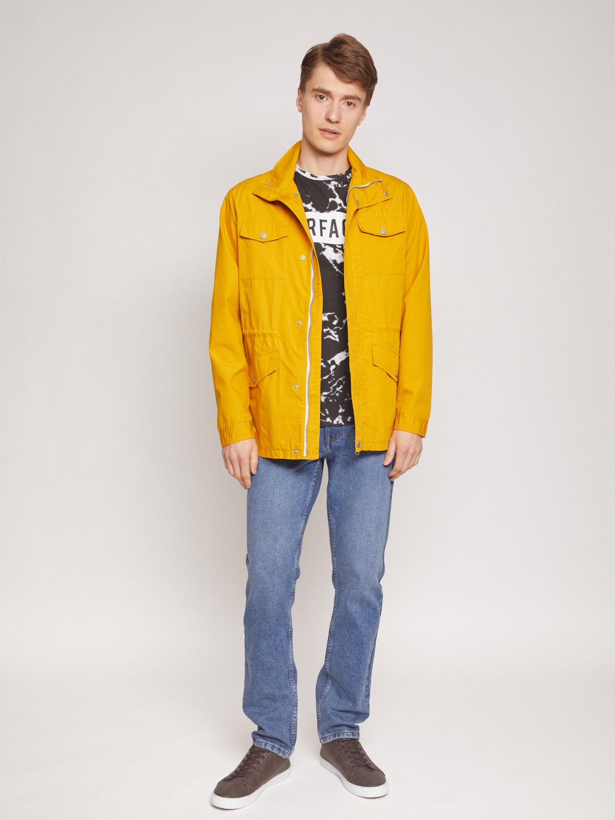 Куртка-ветровка zolla 01121560L164, цвет желтый, размер M - фото 1