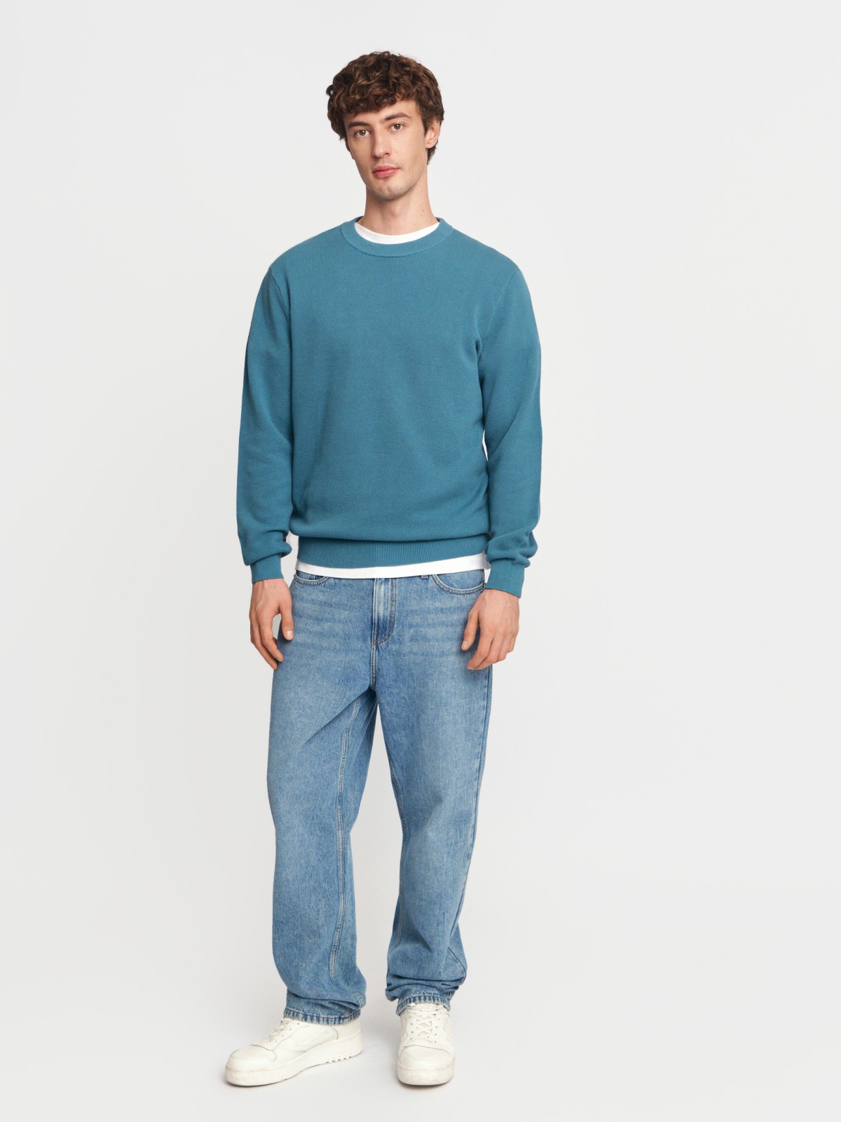 Тонкий трикотажный джемпер из хлопка