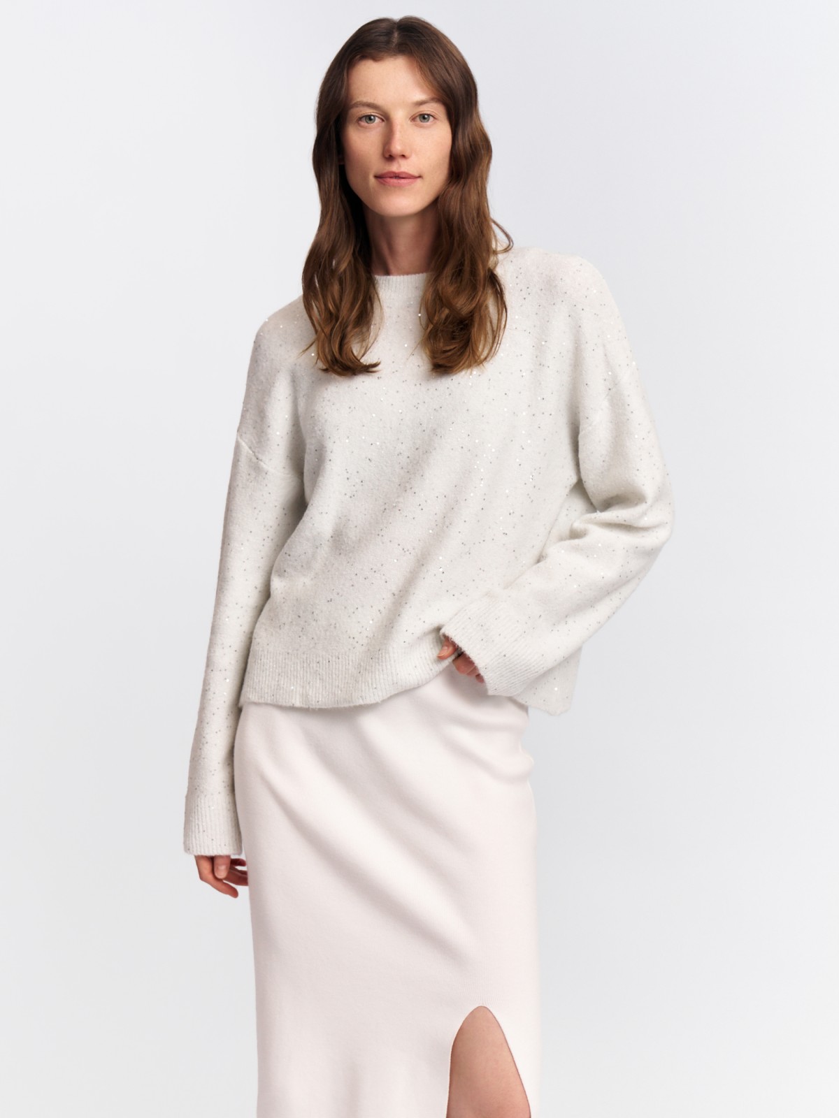 Вязаный джемпер с люрексом и пайетками