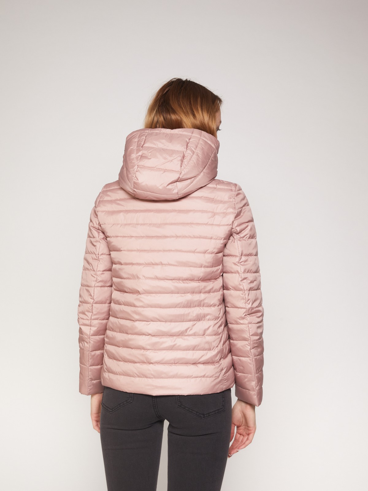 Лёгкая куртка с капюшоном zolla 021335112024, цвет розовый, размер XS - фото 6