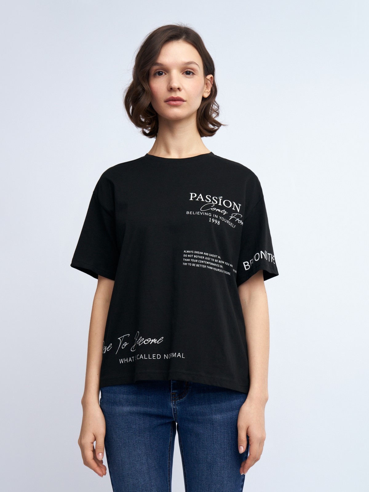 Футболка из хлопка с принтом-надписью