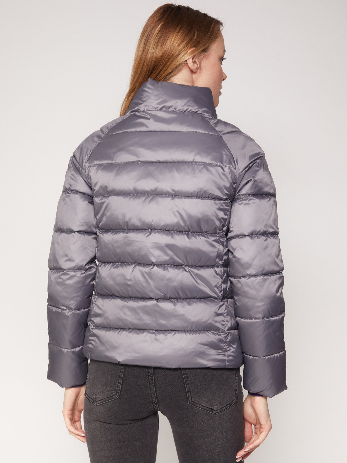 Лёгкая куртка с воротником-стойкой zolla 021335102174, цвет темно-серый, размер XS - фото 6