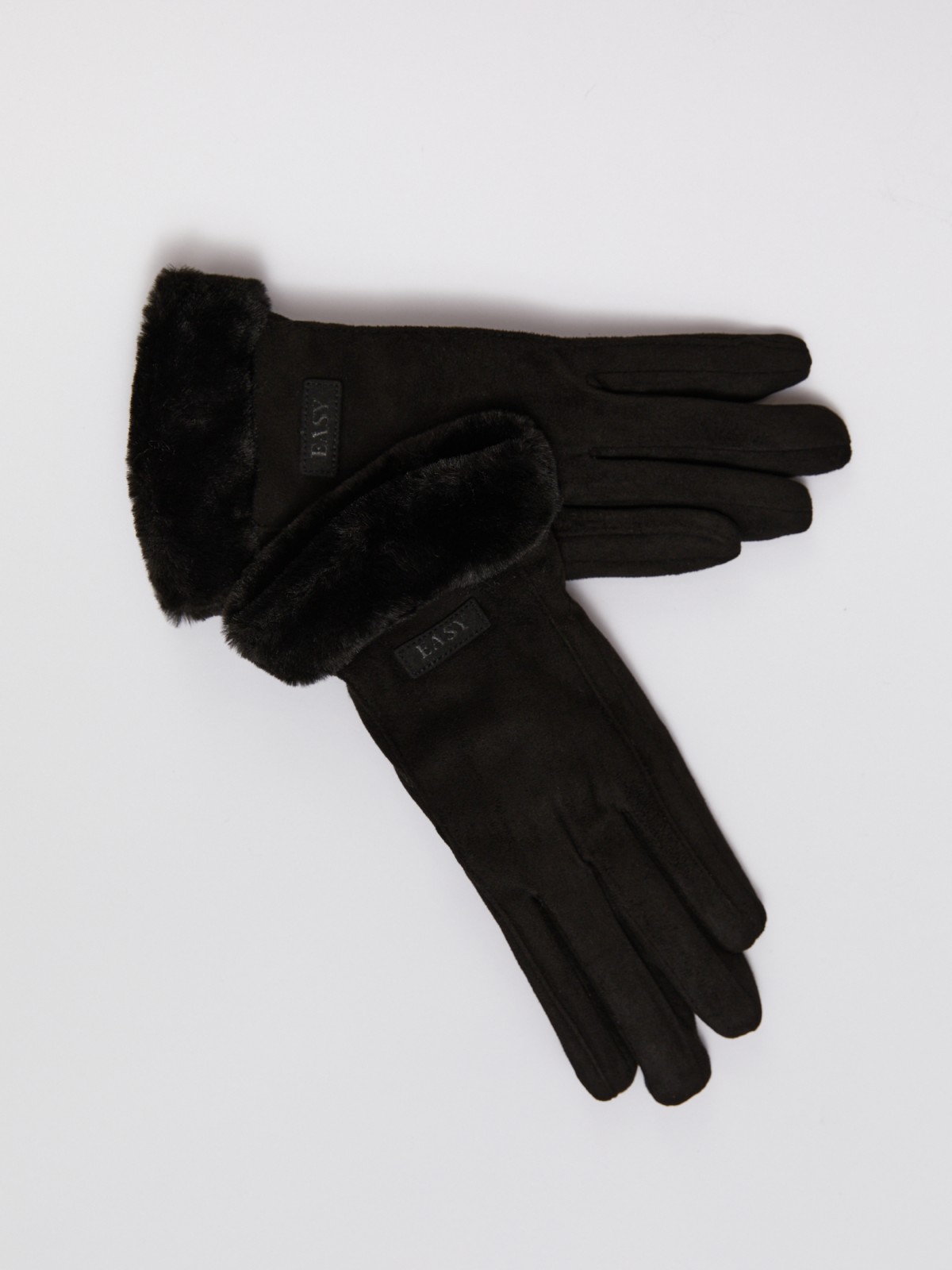 Тёплые перчатки с опушкой и подкладкой из экомеха 599₽