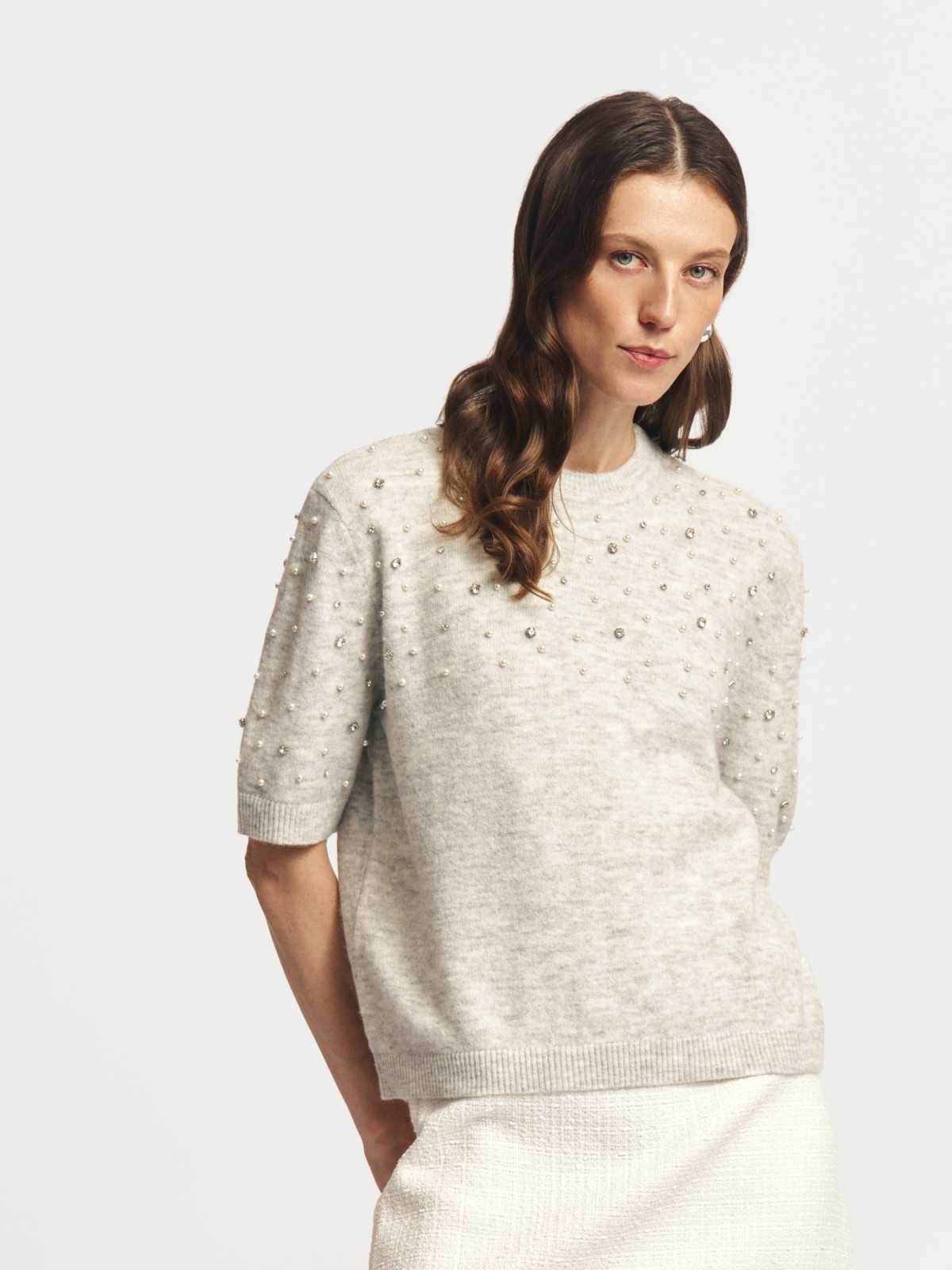 Вязаный джемпер с шерстью и декором