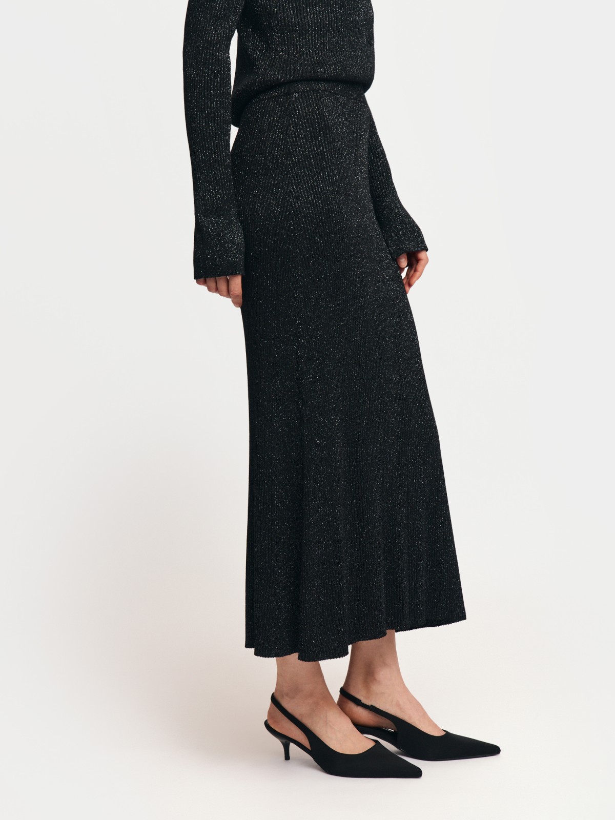 Трикотажная юбка миди с люрексом