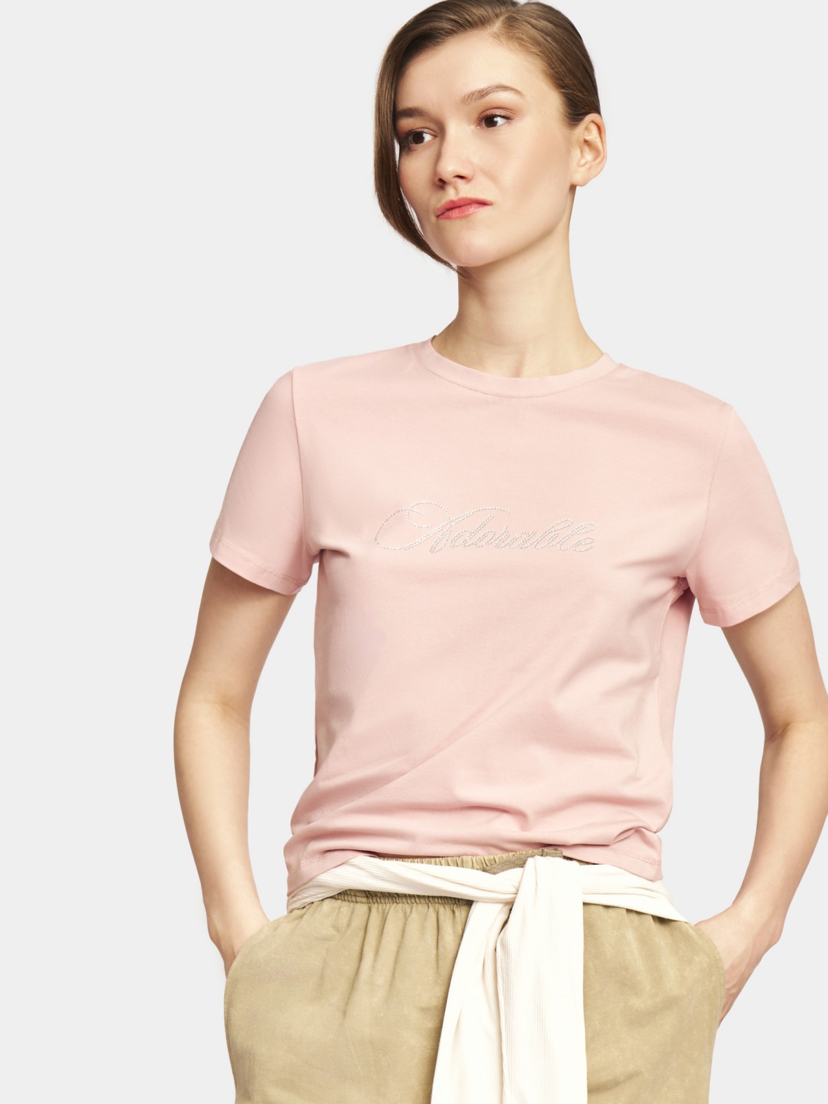 Трикотажная футболка со стразами