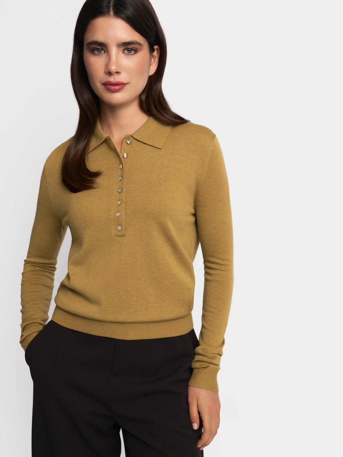 Трикотажный лонгслив поло