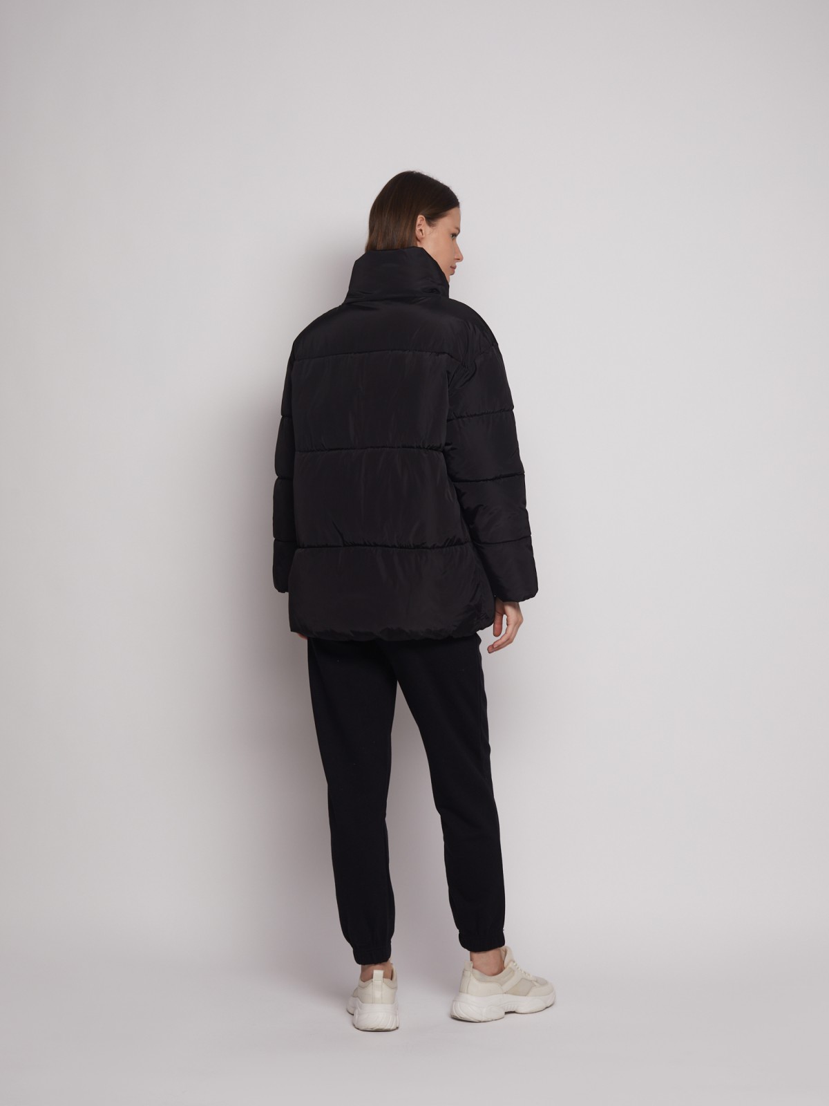 Тёплая оверсайз куртка с воротником zolla 02312512J084, цвет черный, размер XS - фото 5