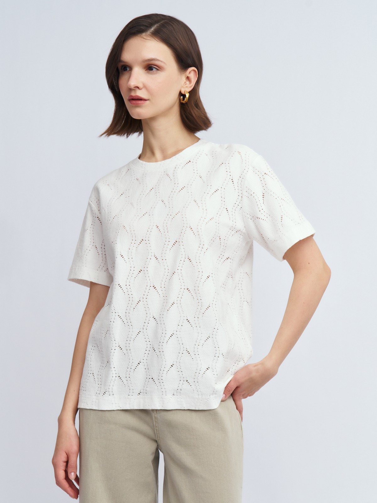 Ажурная футболка из хлопка