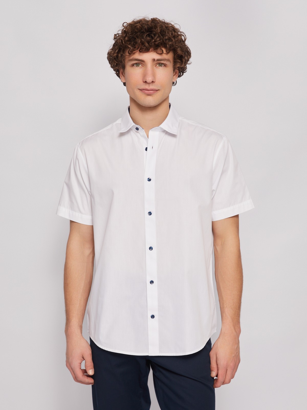Офисная рубашка с коротким рукавом zolla 014222259012, цвет белый, размер S