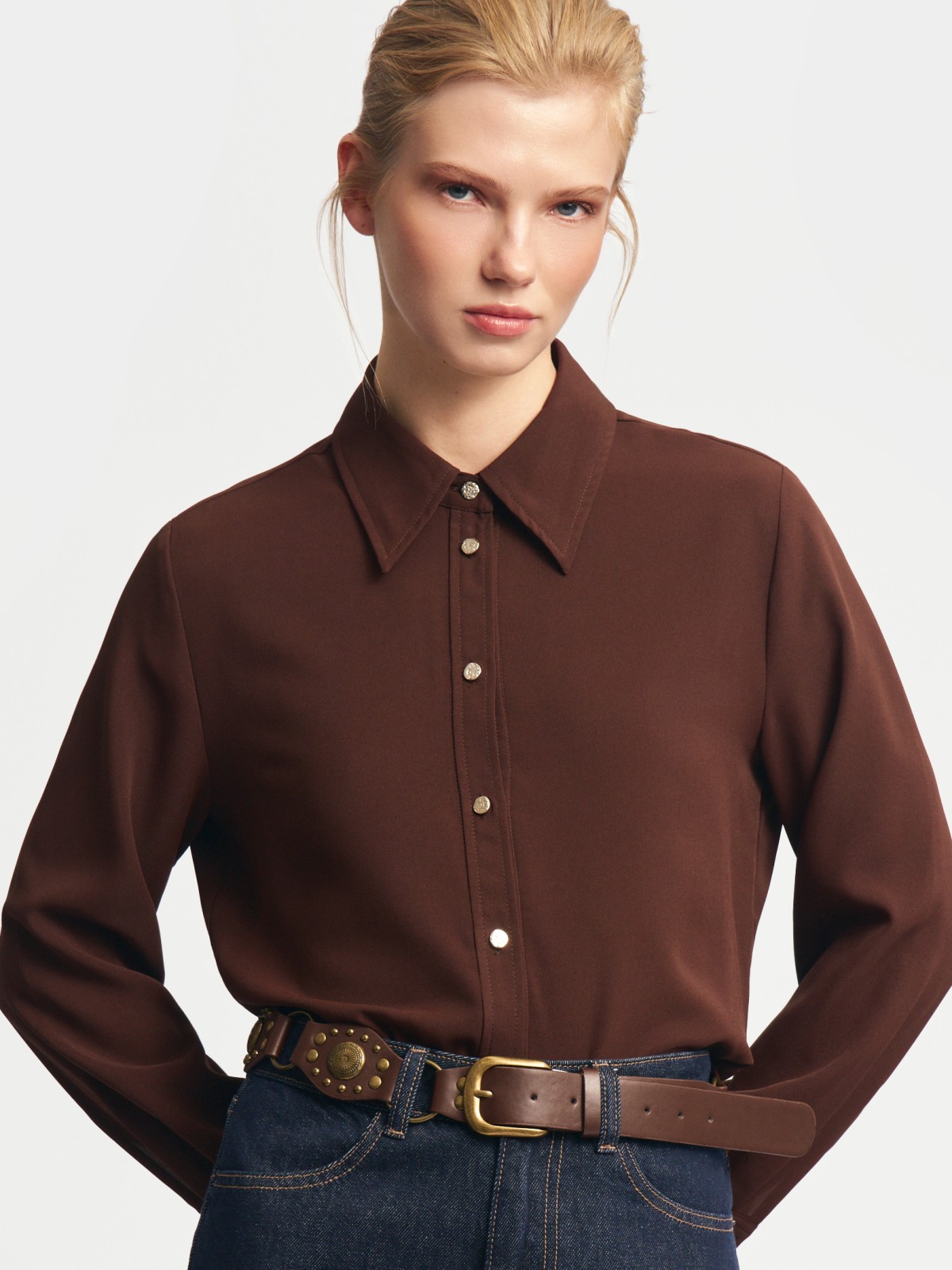 Рубашка прямого фасона с длинным рукавом