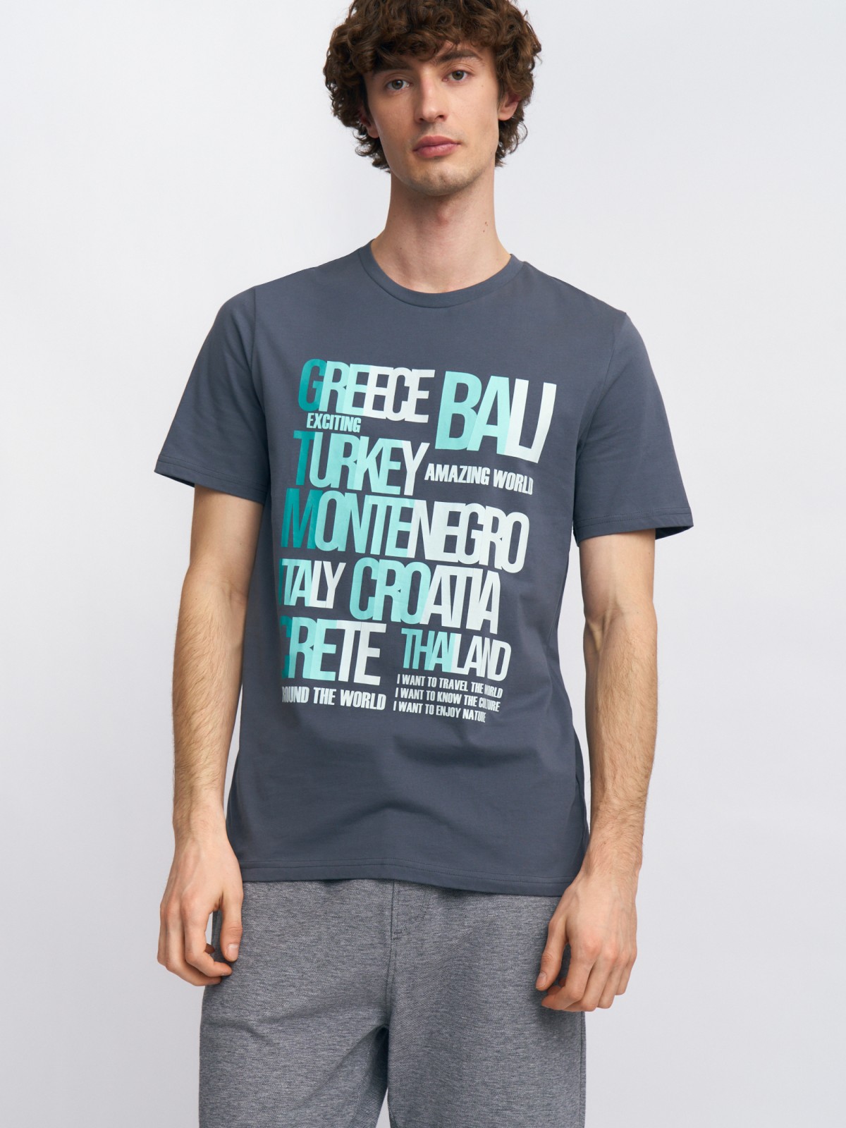 Футболка из хлопка с принтом-надписью