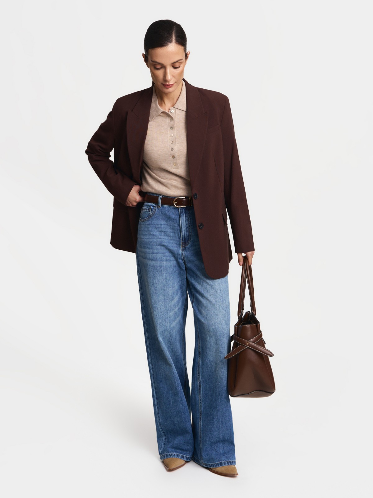 Джинсы силуэта Wide с высокой посадкой