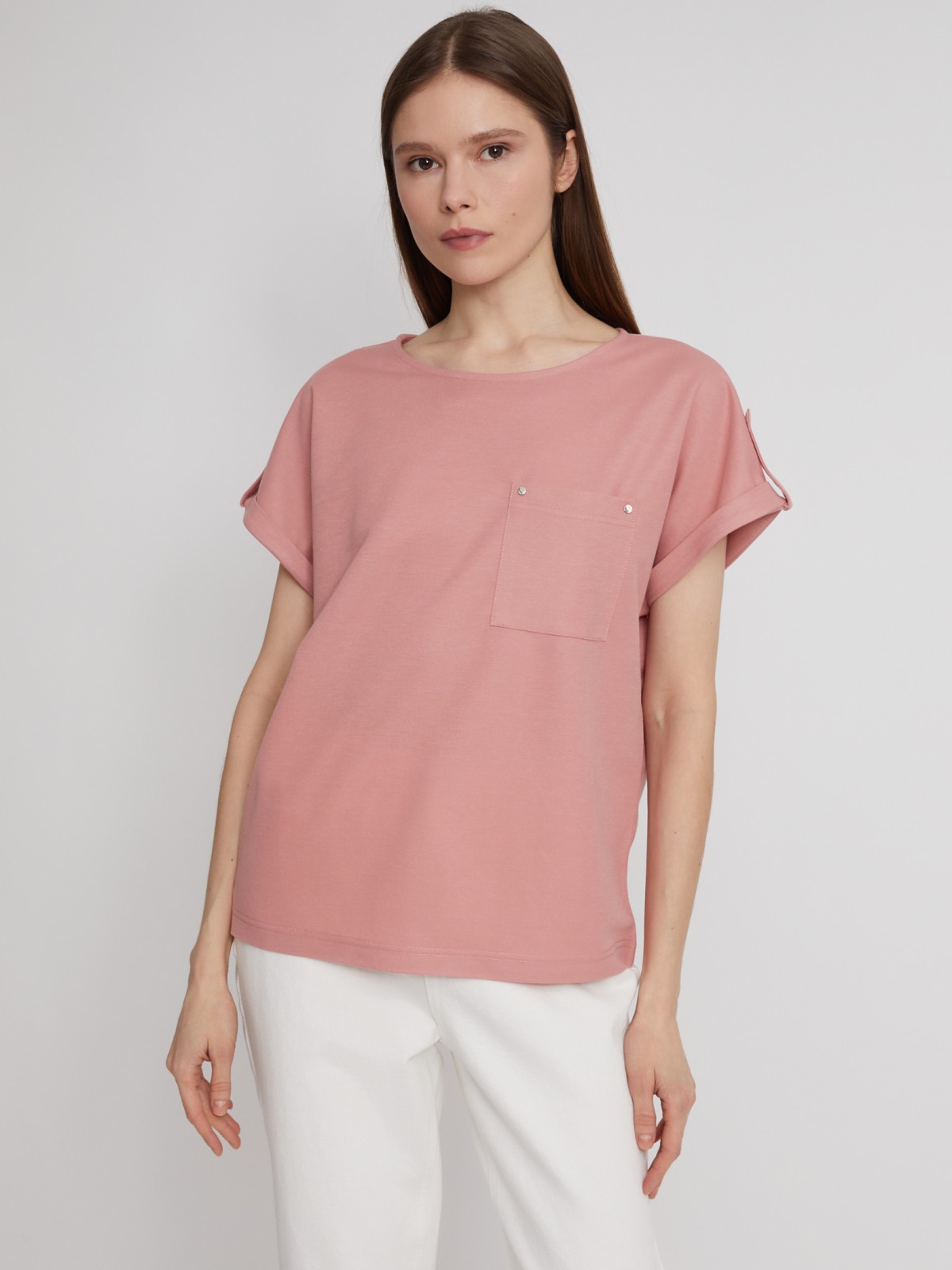Блузка-футболка с коротким рукавом zolla 023213259023, цвет розовый, размер XS - фото 4