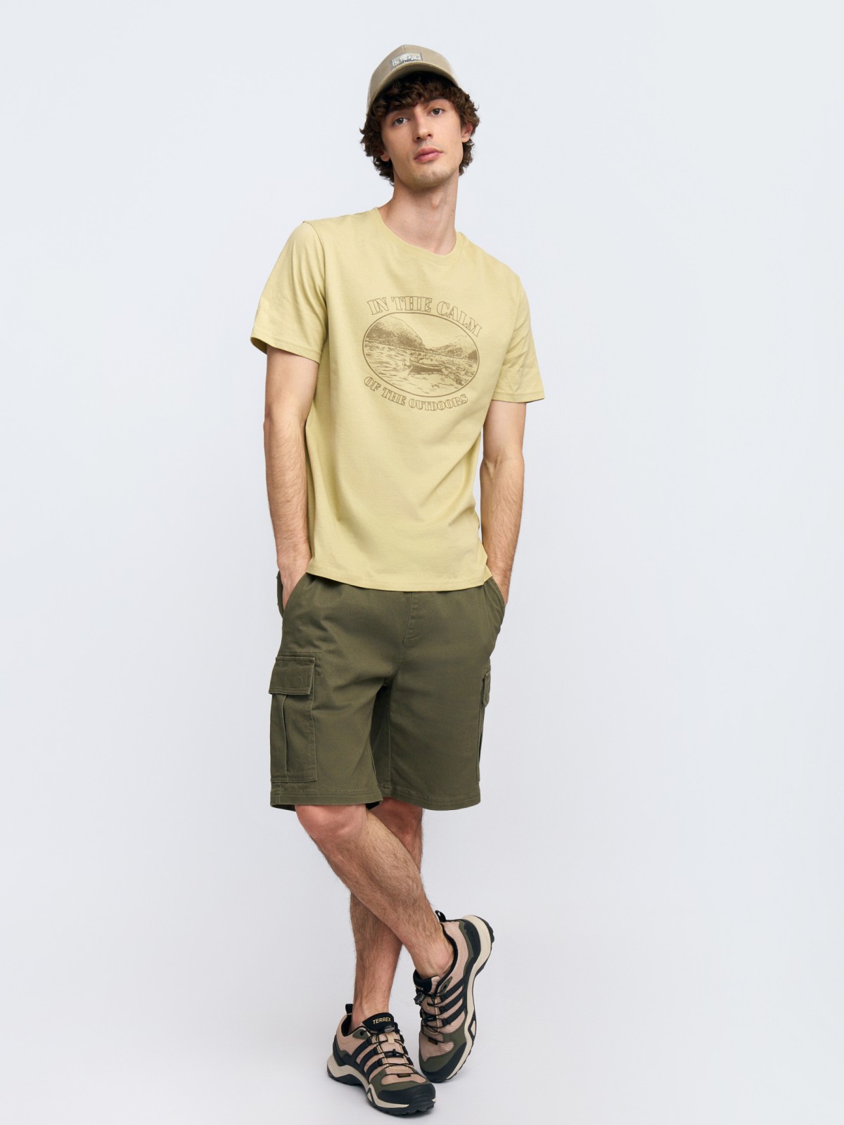 Шорты из хлопка на резинке с карманами карго