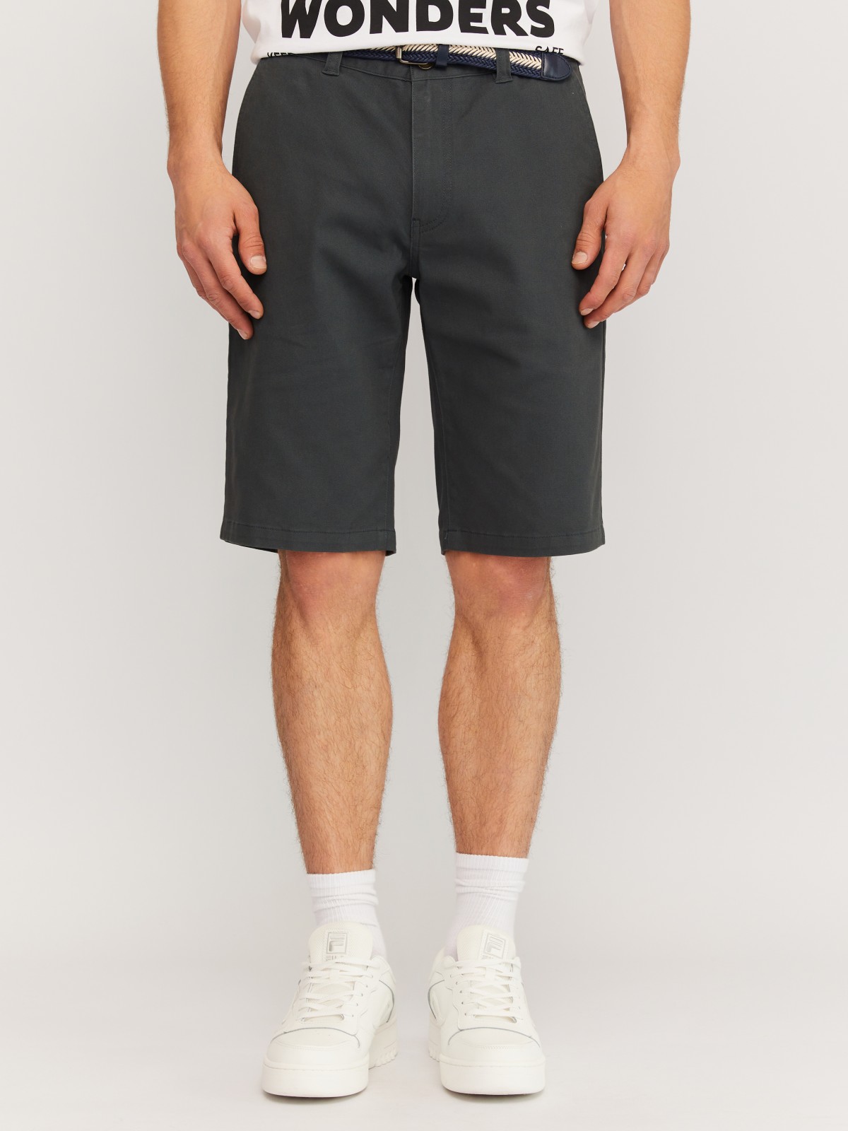 Удлинённые шорты из хлопка с ремнём