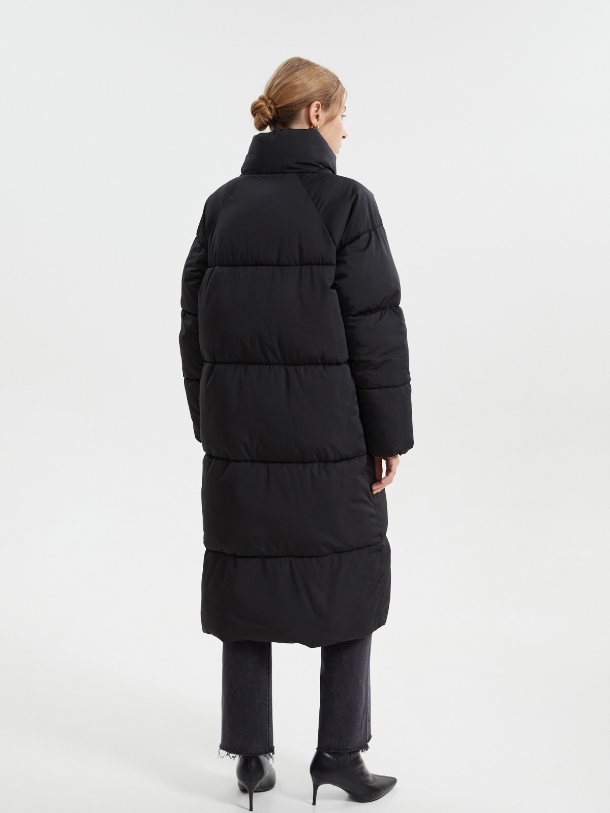 Тёплая куртка-пальто с воротником-стойкой