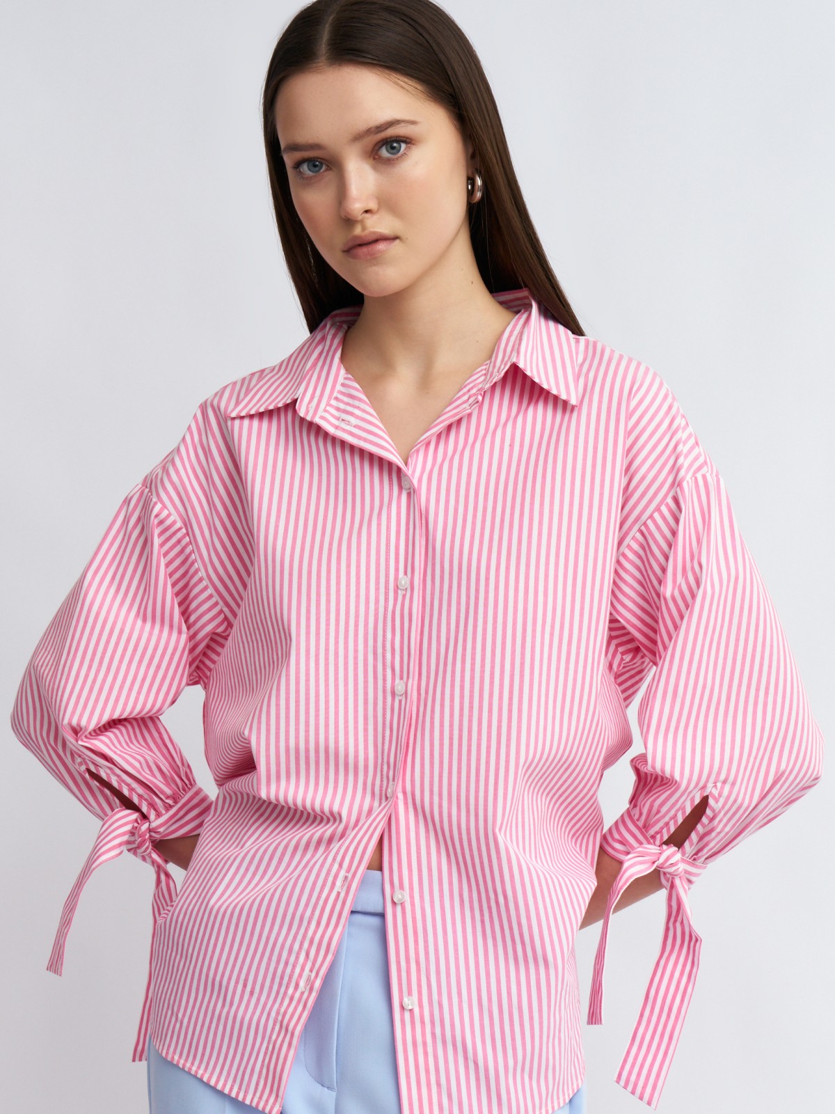 Рубашка из хлопка с акцентными манжетами