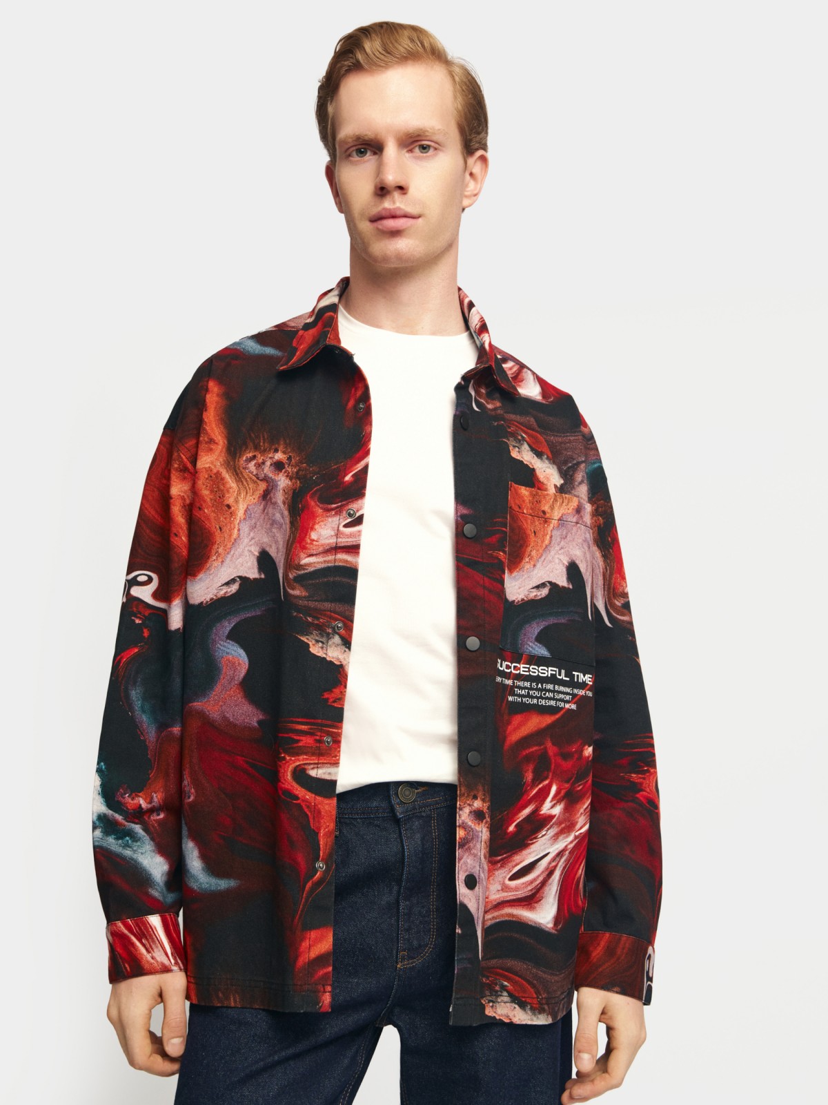 Куртка-рубашка из хлопка с принтом