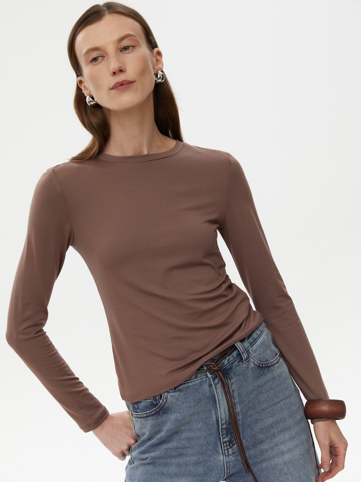 Однотонный трикотажный лонгслив