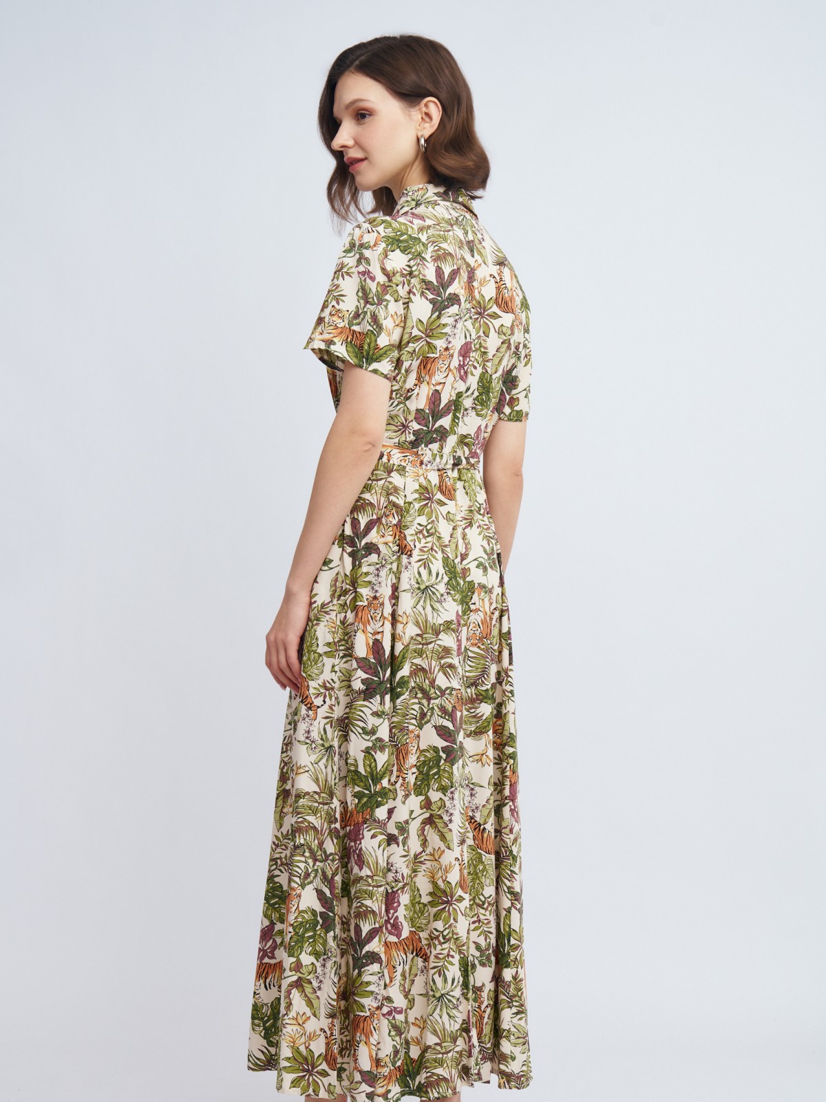 Платье-рубашка из вискозы с поясом