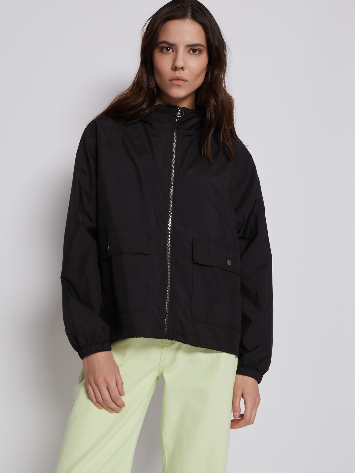Куртка-ветровка с капюшоном zolla 023215612084, цвет черный, размер XS - фото 3