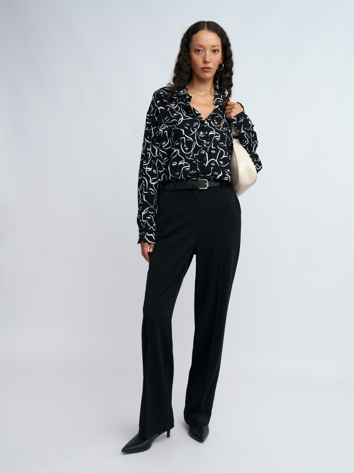 Рубашка оверсайз силуэта из вискозы с принтом