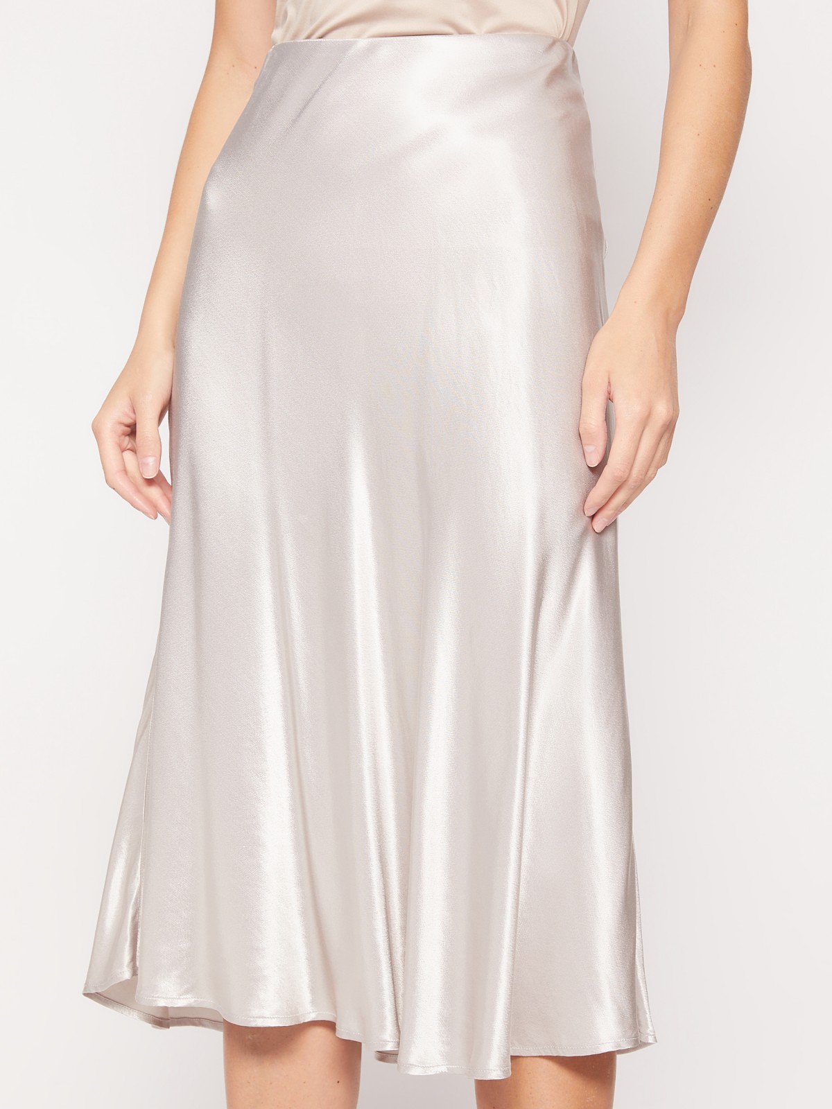 Атласная юбка миди zolla 021457830051, цвет серебряный, размер XS - фото 2