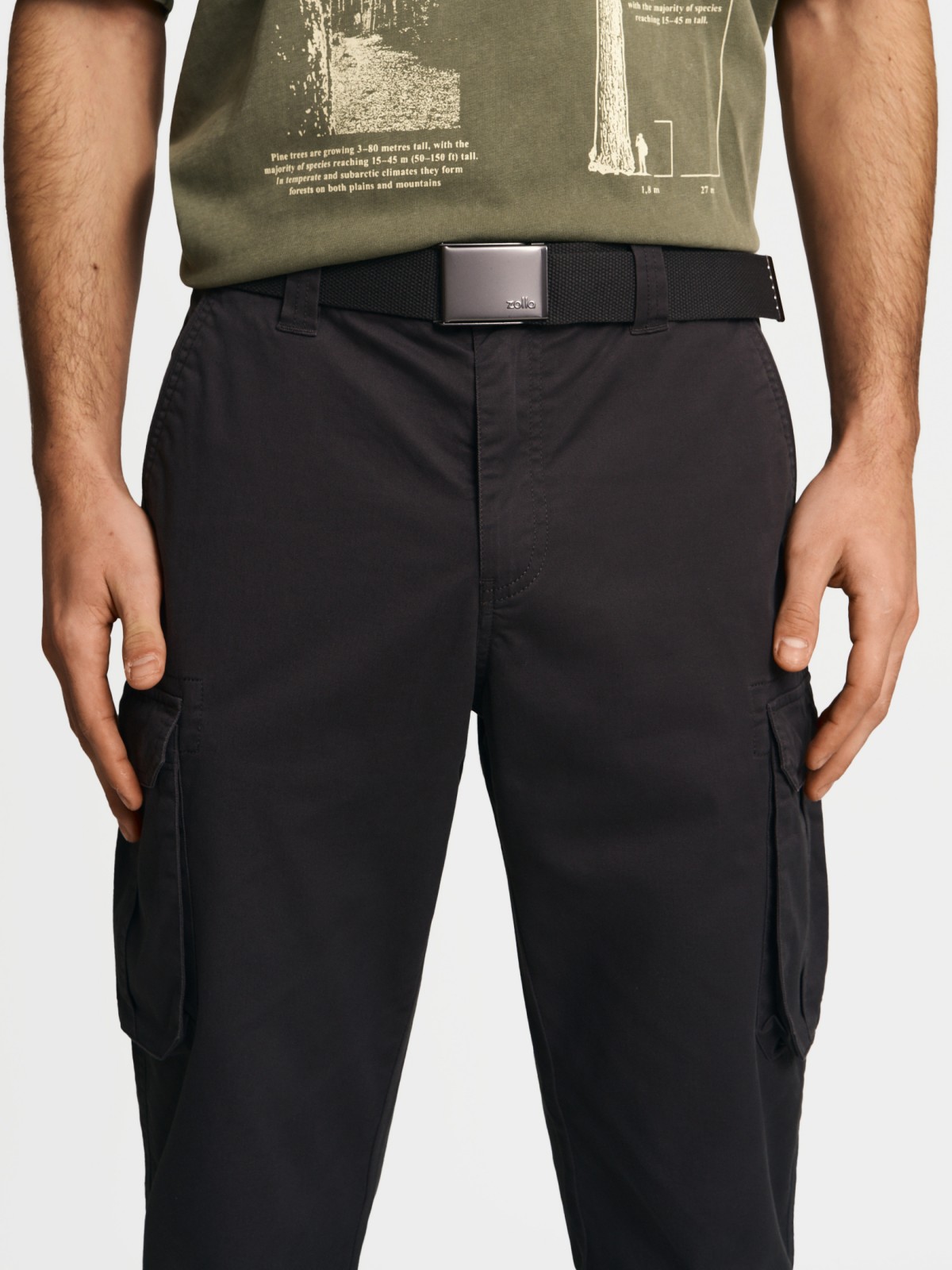 Брюки из хлопка с карманами карго и ремнём