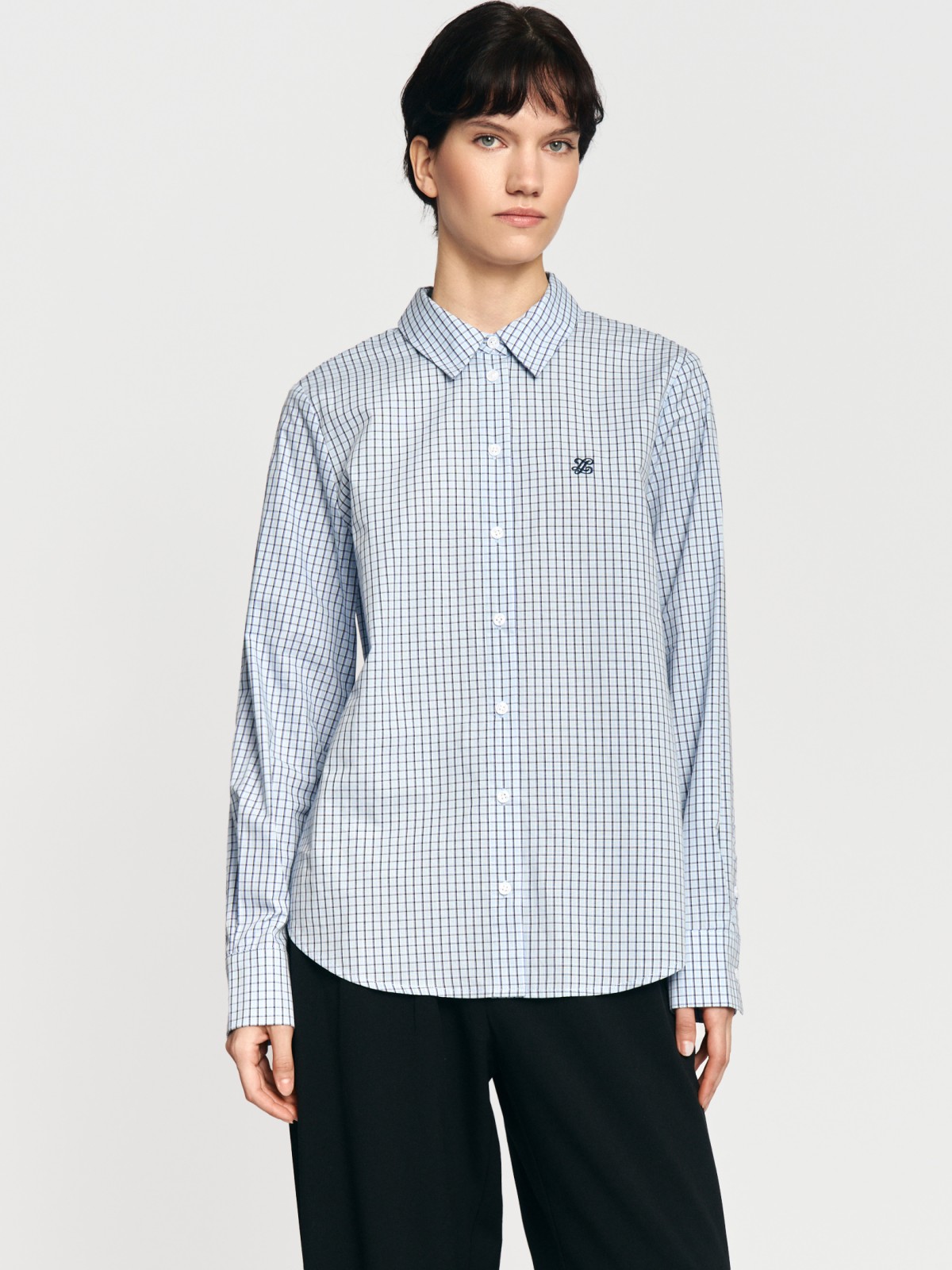Рубашка из хлопка в клетку с длинным рукавом