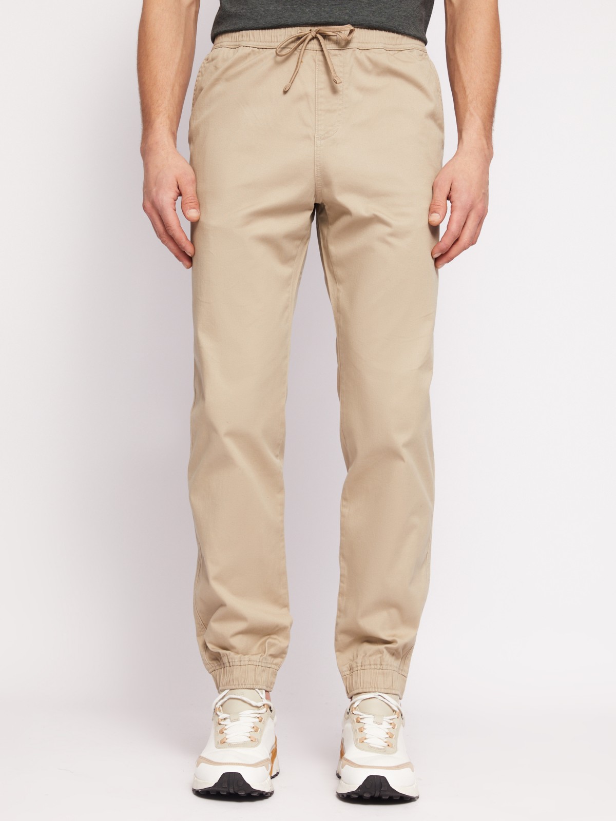 Прямые брюки-джоггеры из хлопка на резинке zolla N1421730L012, цвет бежевый, размер 34 - фото 2