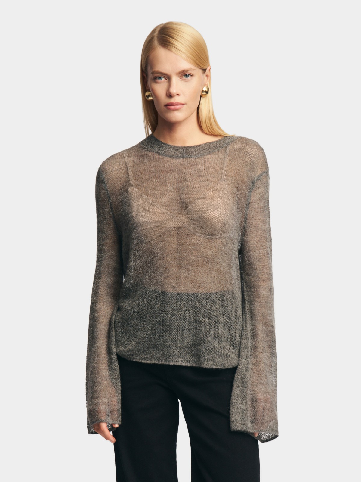 Вязаный полупрозрачный джемпер