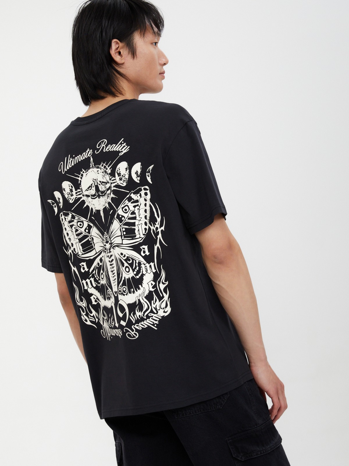 Футболка из хлопка с принтом на спине