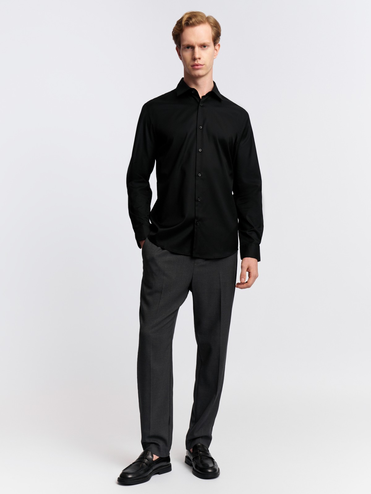 Офисная рубашка с длинным рукавом