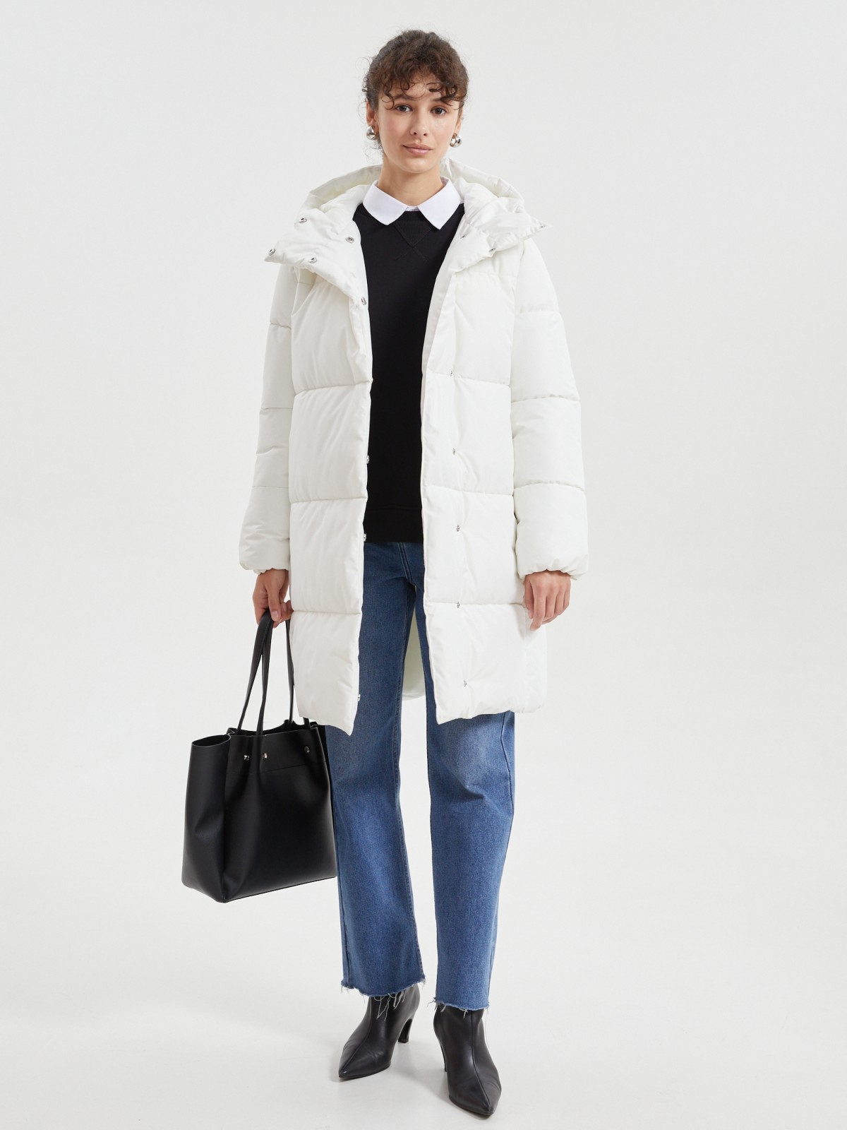 Тёплая куртка-пальто с капюшоном