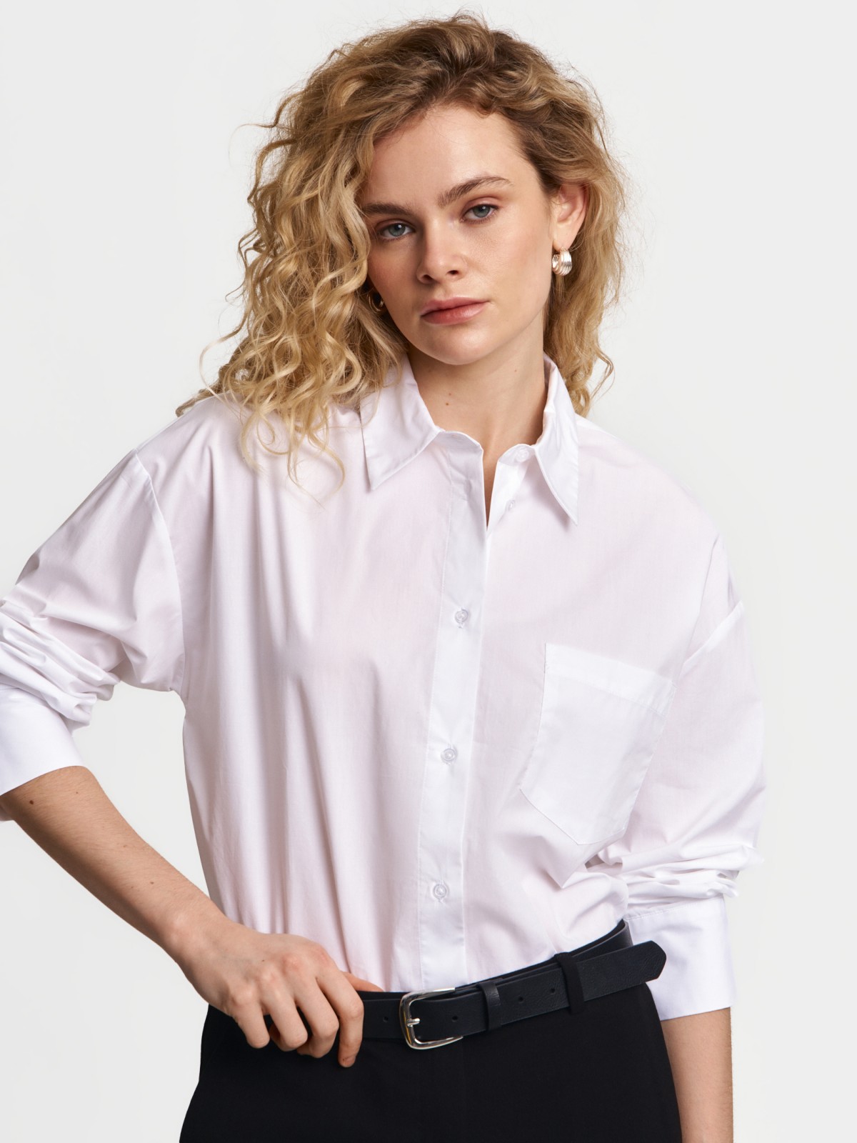 Рубашка оверсайз силуэта из хлопка
