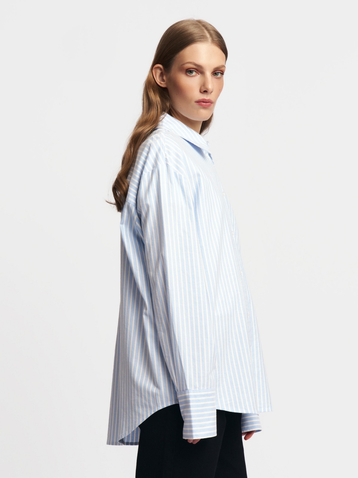 Рубашка оверсайз из хлопка в полоску