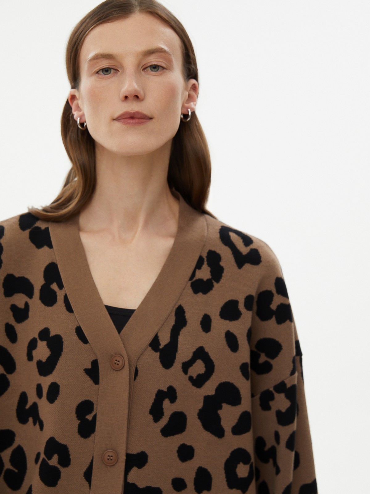 Трикотажный леопардовый кардиган на пуговицах