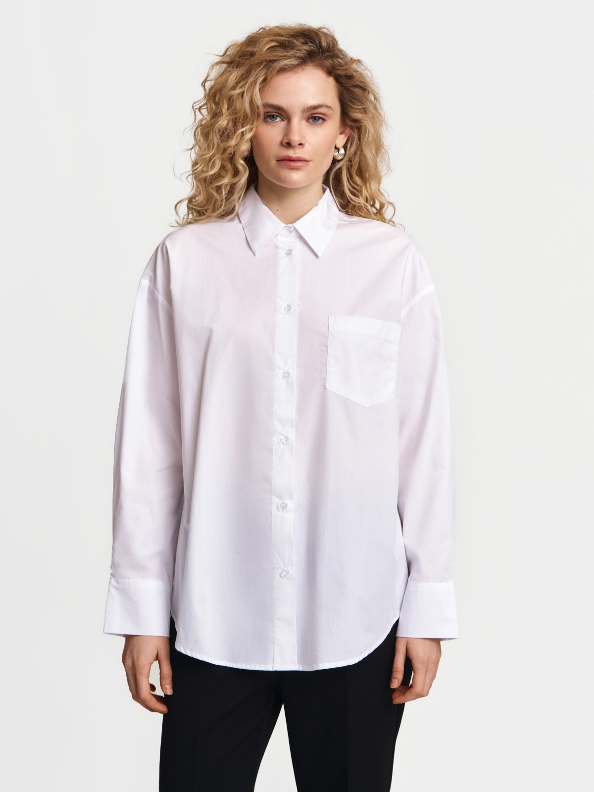 Рубашка оверсайз силуэта из хлопка