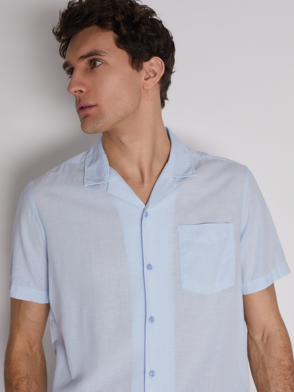 Рубашка с  короткими рукавами zolla 21224224R011, цвет светло-голубой, размер S - фото 5
