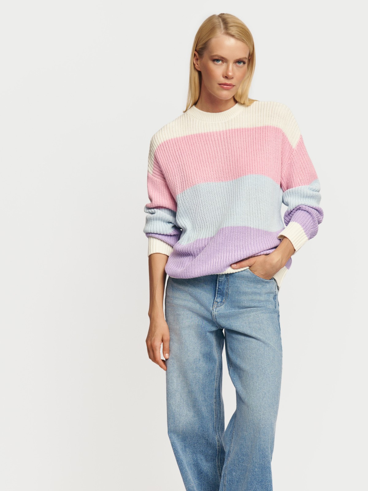 Вязаный джемпер в полоску с длинным рукавом