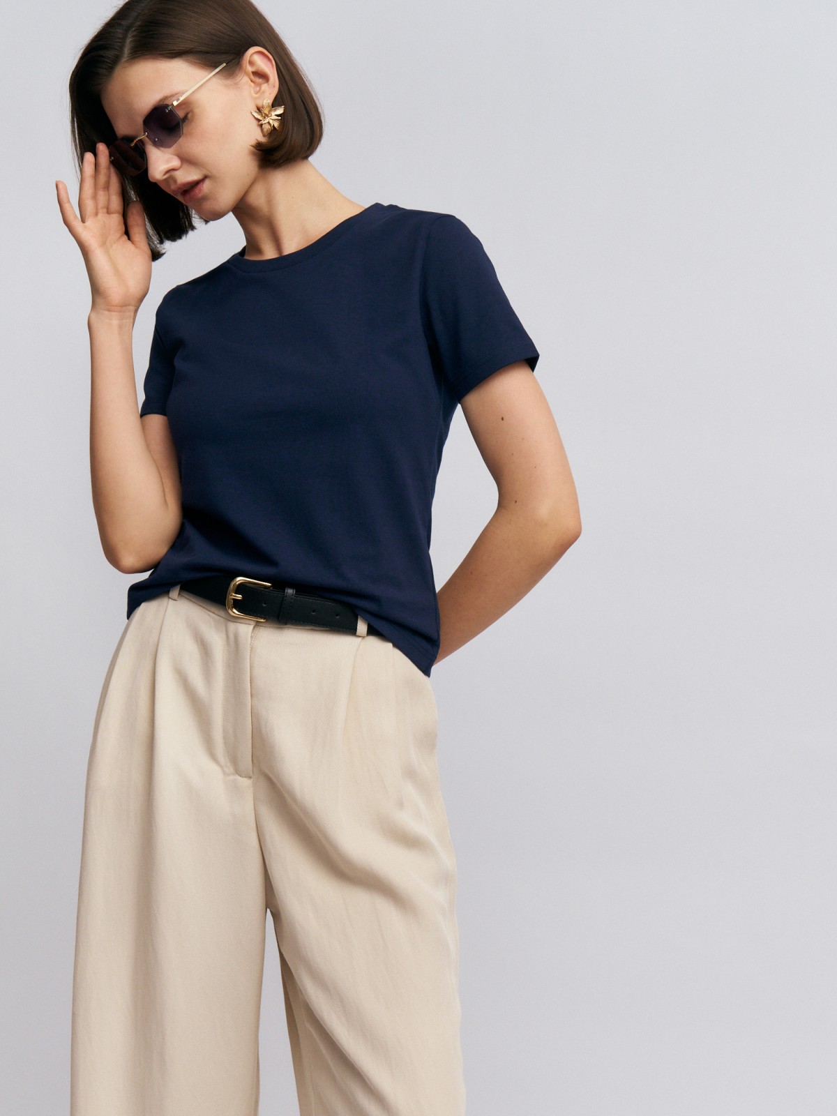 Трикотажная футболка из хлопка без принта